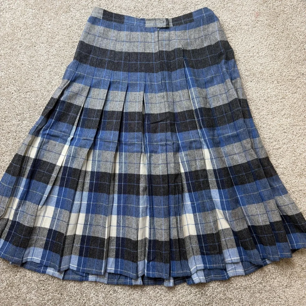 Vintage Blue Plaid Skirt Womens 30